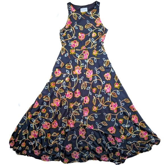 Nicole Miller Black Embroidered High Low Dress - Picture 3 of 10